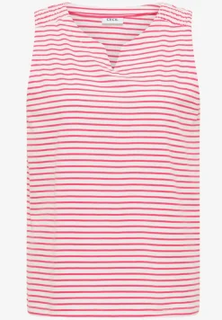 Top mit Split Neck und Streifen