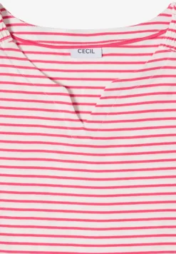 Top mit Split Neck und Streifen