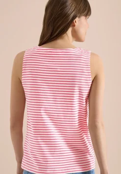 Top mit Split Neck und Streifen