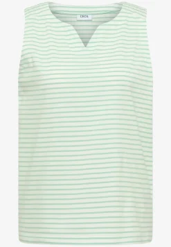 Top mit Split Neck und Streifen