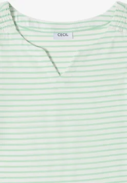 Top mit Split Neck und Streifen
