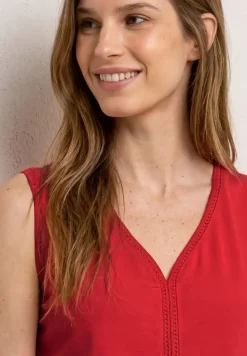 Top mit V-Neck und Crochet-Tape