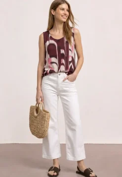 Top mit V-Neck und Elastiksaum