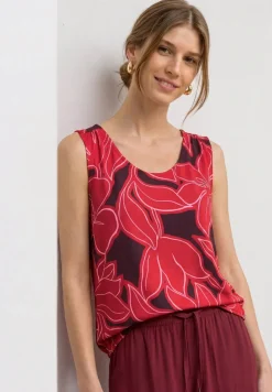 Top mit V-Neck und Elastiksaum
