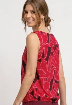 Top mit V-Neck und Elastiksaum