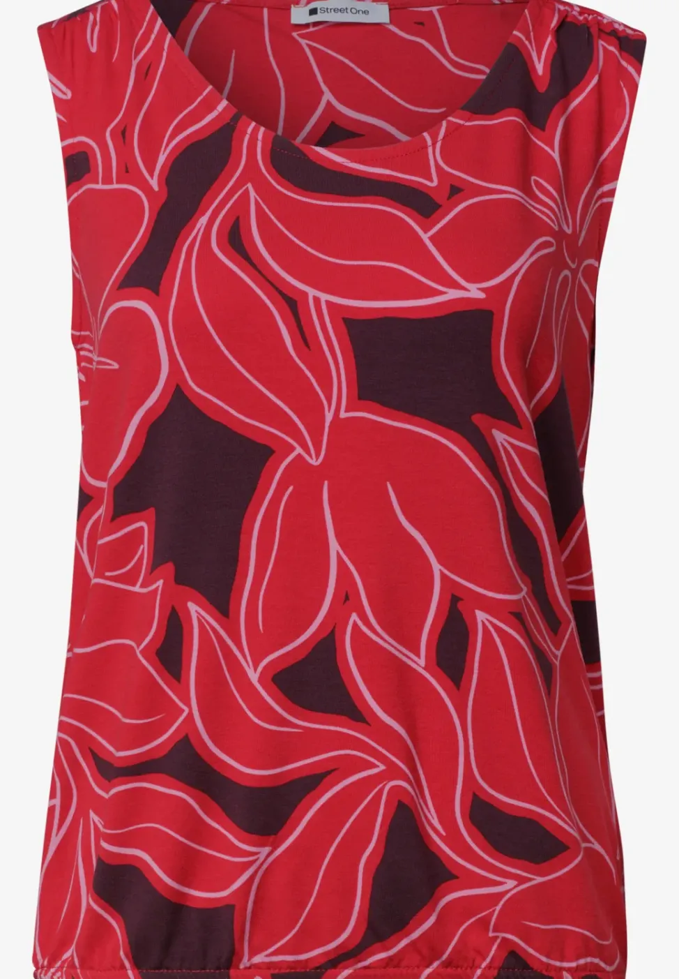 Top mit V-Neck und Elastiksaum