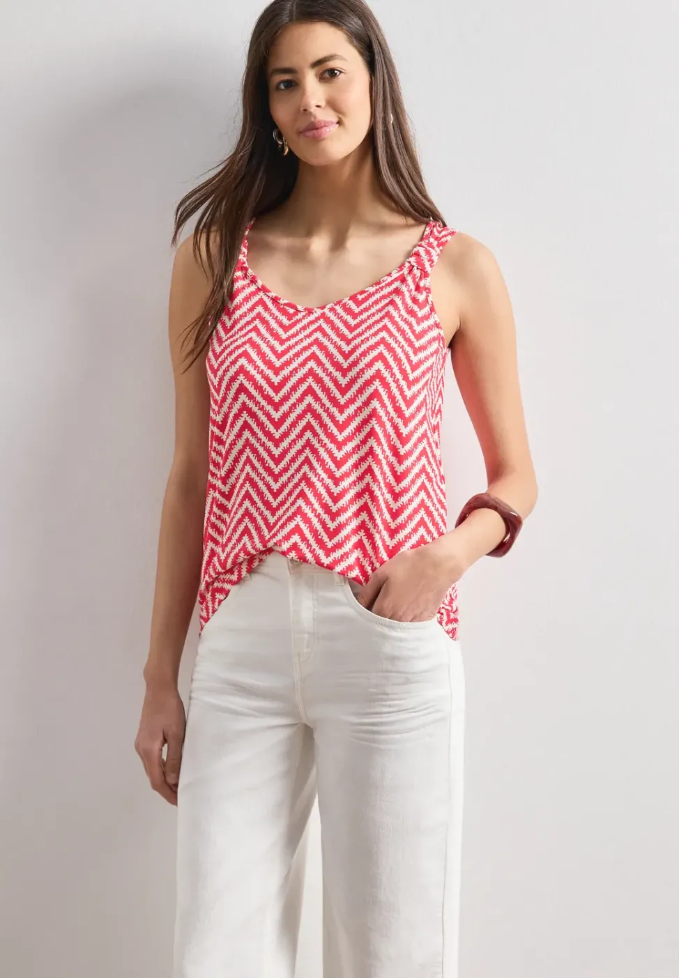 Top mit V-Neck und Knotendetail