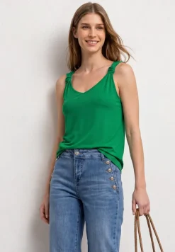 Top mit V-Neck und Knotendetail