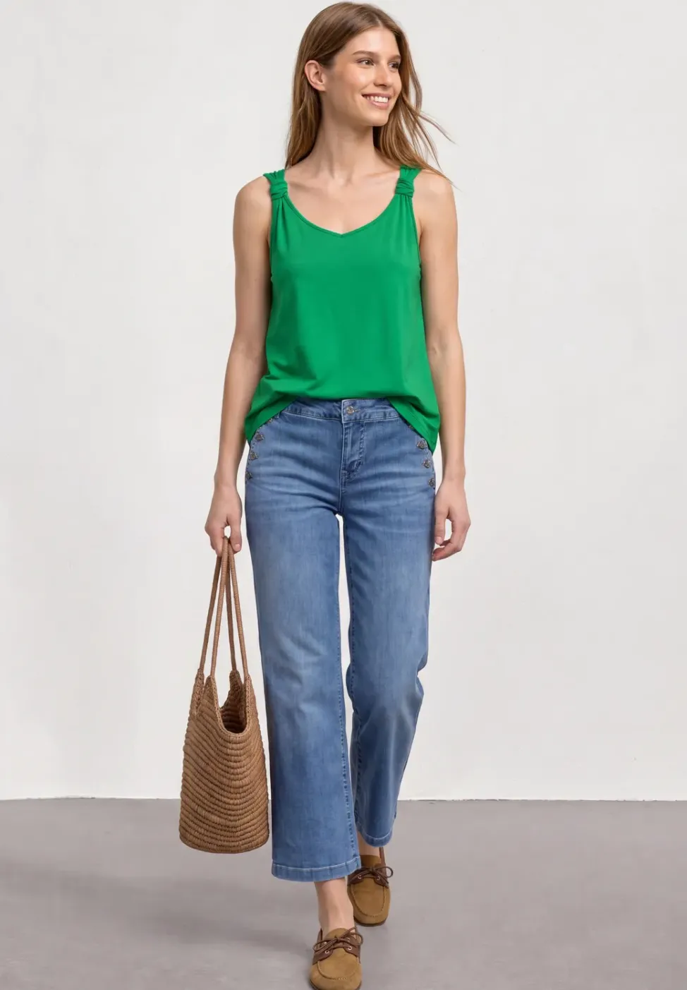Top mit V-Neck und Knotendetail