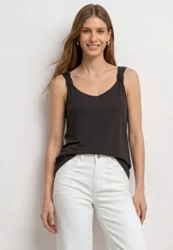 Top mit V-Neck und Knotendetail