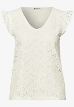 Top mit V-Neck und Lochspitze