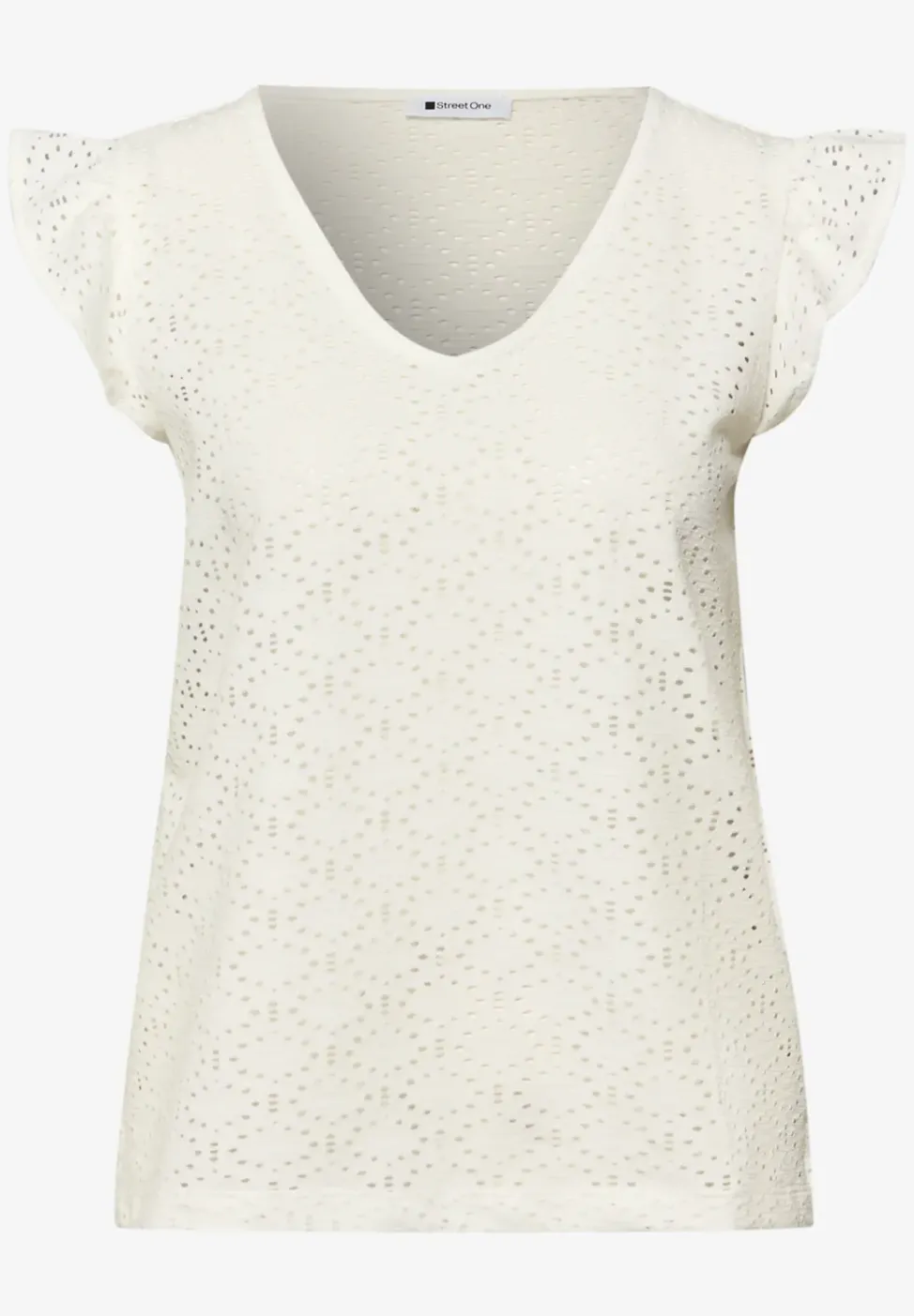 Top mit V-Neck und Lochspitze