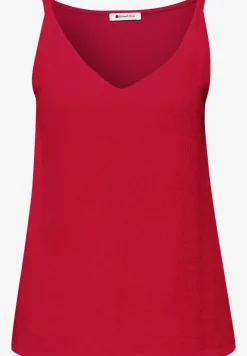 Top mit V-Neck und Strukturmix