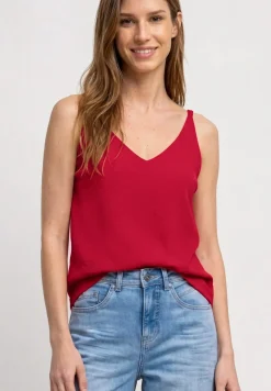 Top mit V-Neck und Strukturmix
