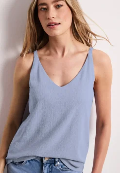 Top mit V-Neck und Strukturmix