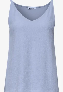 Top mit V-Neck und Strukturmix