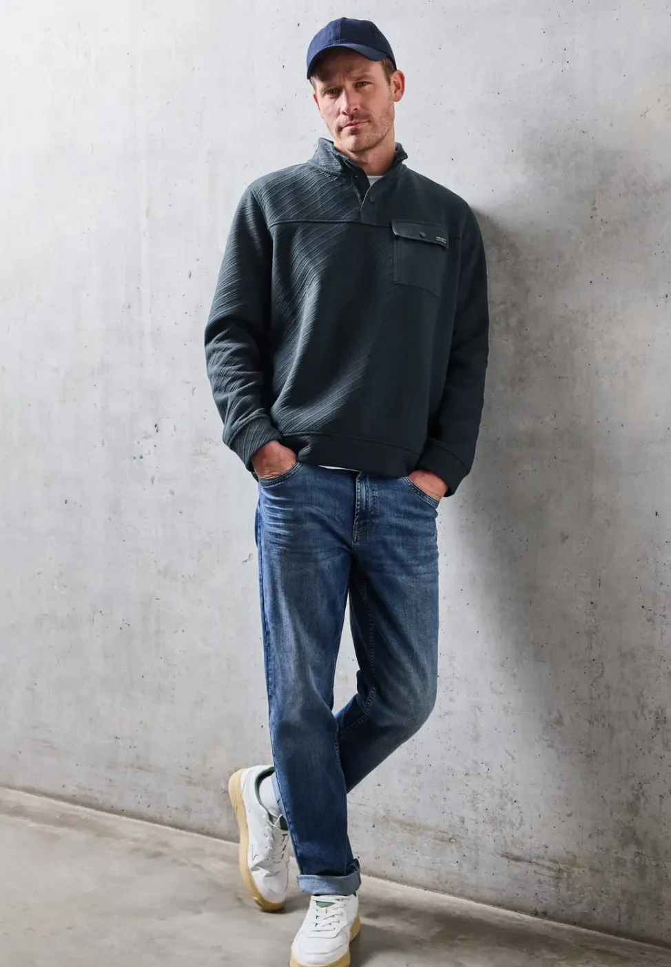 Troyer Struktursweatshirt