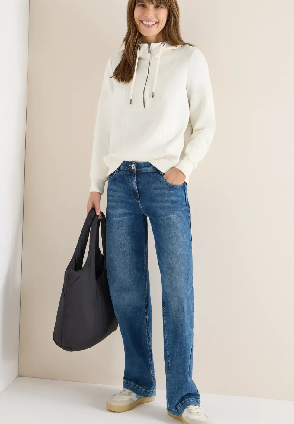 Troyer-Sweatshirt mit Kapuze