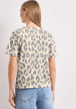 T-Shirt im Ausbrenner-Look mit Leo-Print