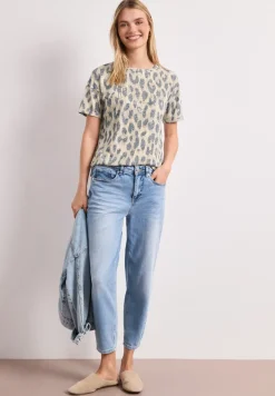 T-Shirt im Ausbrenner-Look mit Leo-Print
