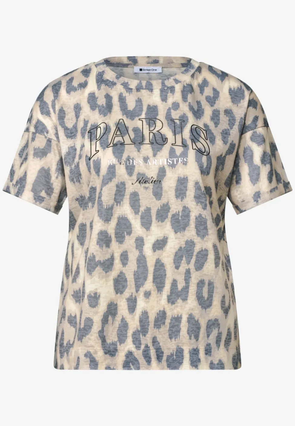 T-Shirt im Ausbrenner-Look mit Leo-Print