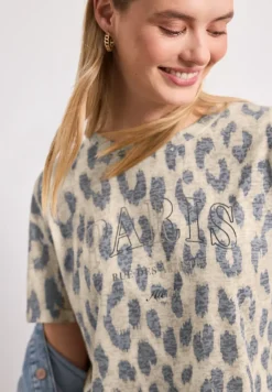 T-Shirt im Ausbrenner-Look mit Leo-Print