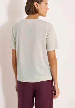 T-Shirt in Leinen-Optik mit Print