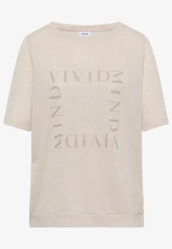 T-Shirt in Leinen-Optik mit Print