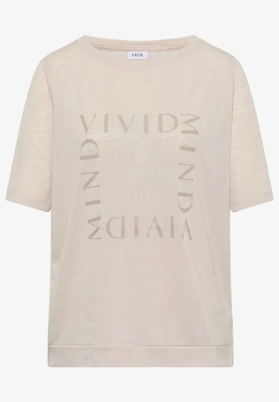 T-Shirt in Leinen-Optik mit Print