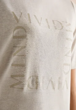 T-Shirt in Leinen-Optik mit Print