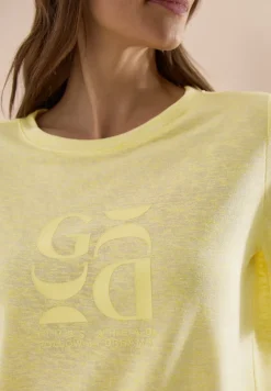 T-Shirt in Leinen-Optik mit Print