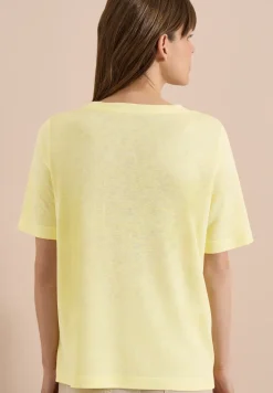 T-Shirt in Leinen-Optik mit Print