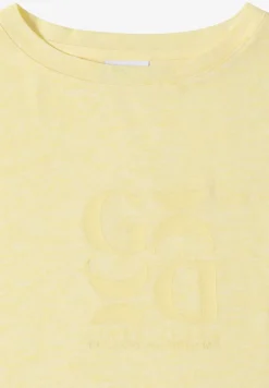 T-Shirt in Leinen-Optik mit Print