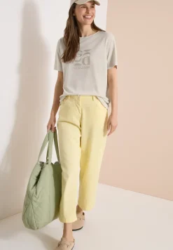 T-Shirt in Leinen-Optik mit Print
