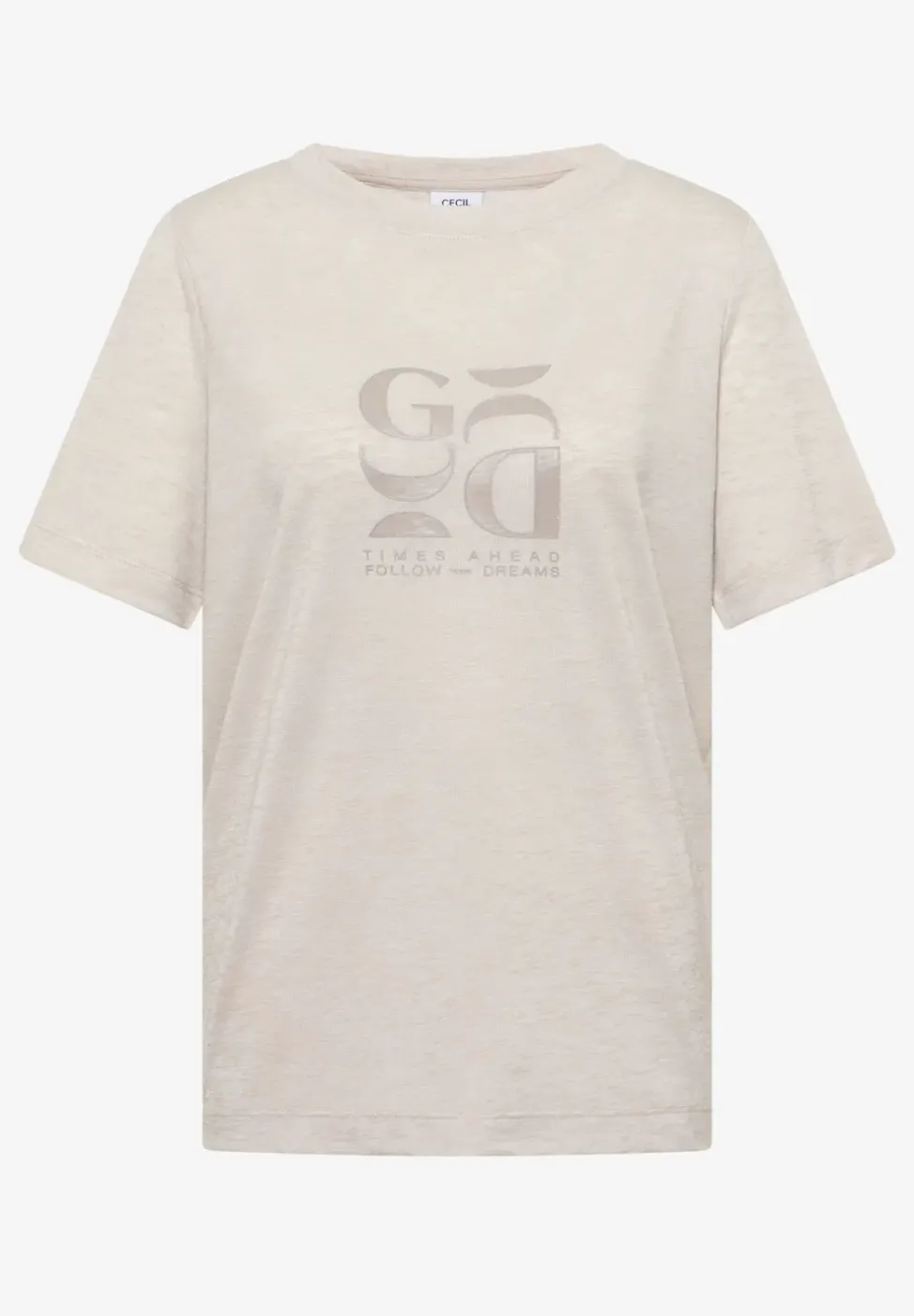 T-Shirt in Leinen-Optik mit Print