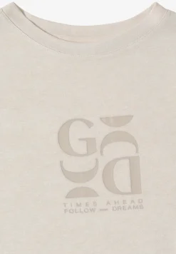 T-Shirt in Leinen-Optik mit Print