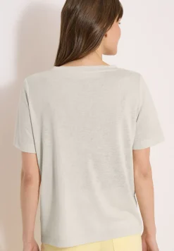 T-Shirt in Leinen-Optik mit Print
