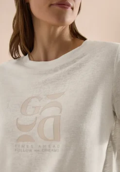 T-Shirt in Leinen-Optik mit Print