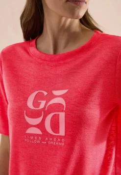 T-Shirt in Leinen-Optik mit Print