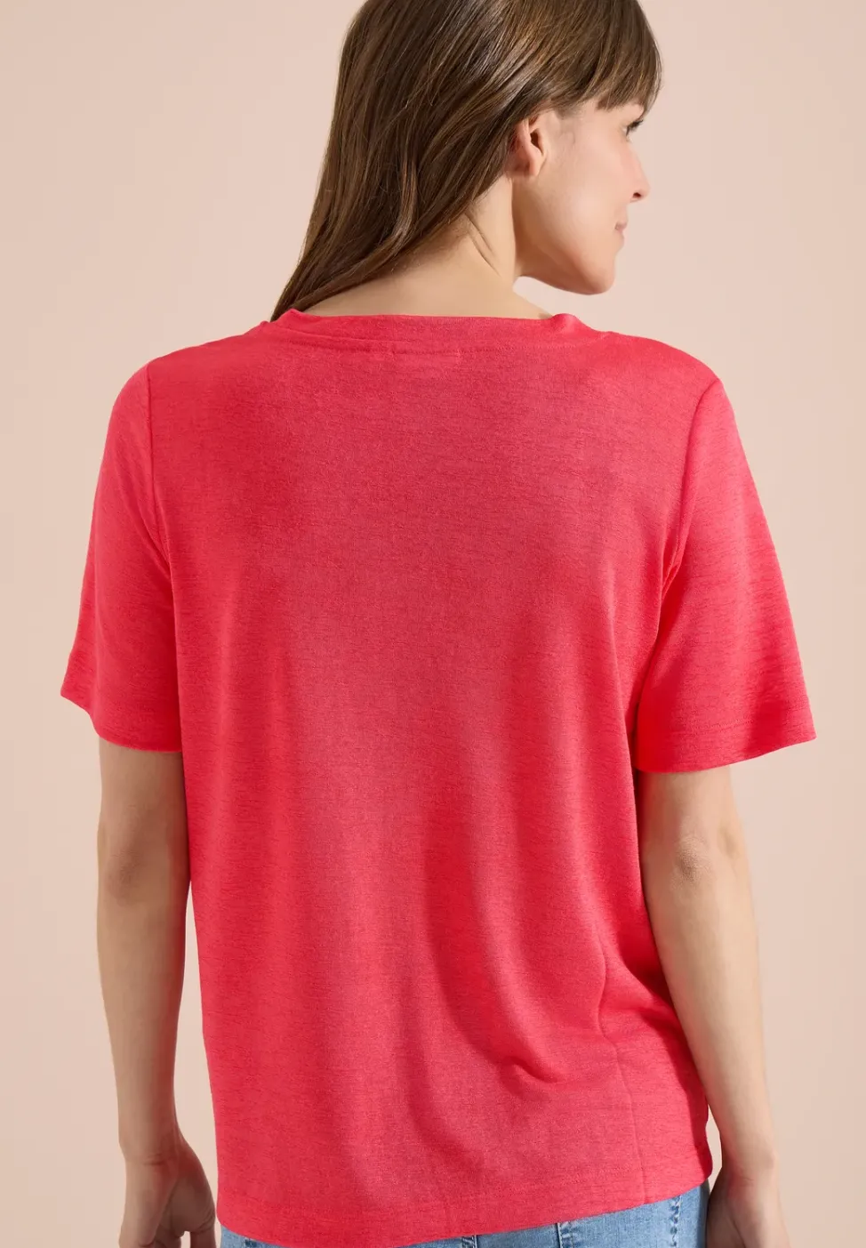 T-Shirt in Leinen-Optik mit Print