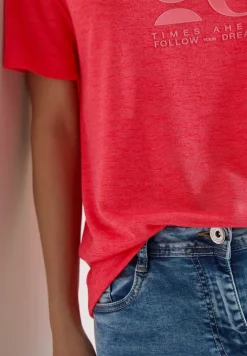 T-Shirt in Leinen-Optik mit Print