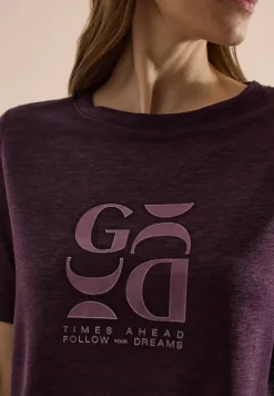 T-Shirt in Leinen-Optik mit Print