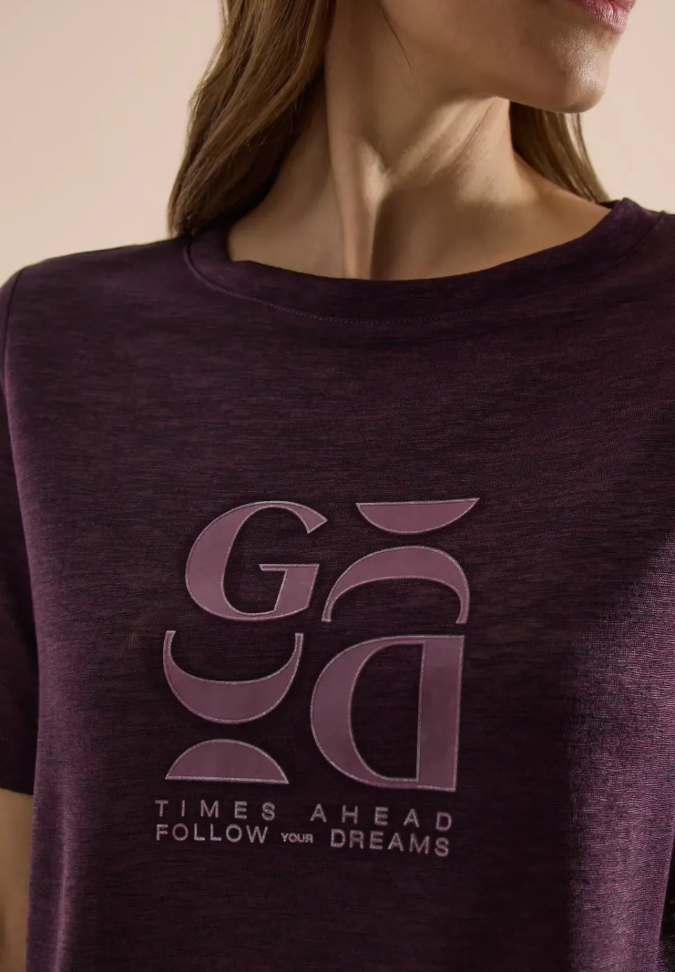 T-Shirt in Leinen-Optik mit Print