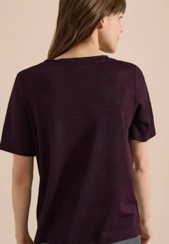 T-Shirt in Leinen-Optik mit Print