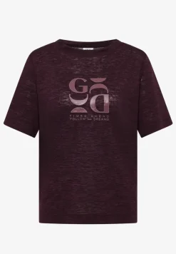 T-Shirt in Leinen-Optik mit Print