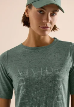 T-Shirt in Leinen-Optik mit Print