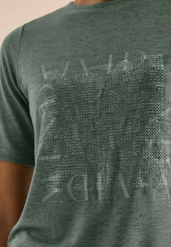 T-Shirt in Leinen-Optik mit Print