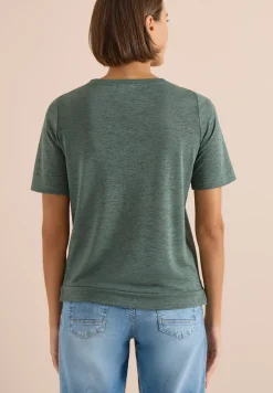 T-Shirt in Leinen-Optik mit Print