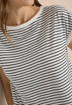 T-Shirt mit Boat Neck und Streifen
