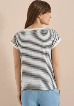 T-Shirt mit Boat Neck und Streifen